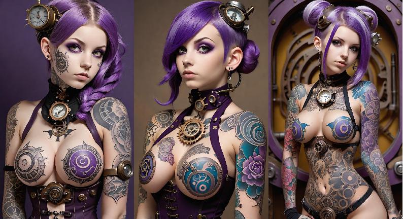 Purple SteamPunk Woman image 2